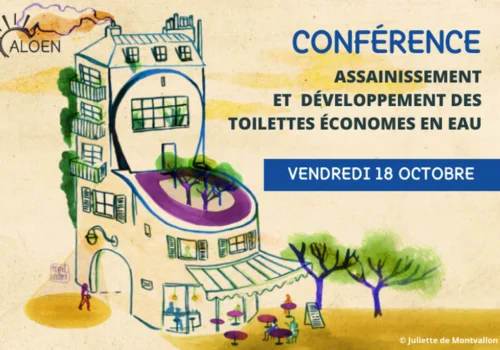 Visuel de la conférence sur l'assainissement et le développement des toilettes économes en eau